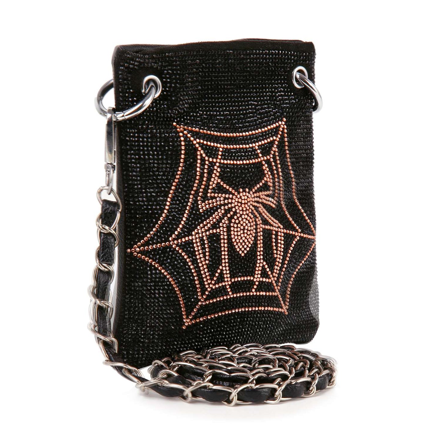 Rhinetone Spider Web Design Petite Crossbody Sling
