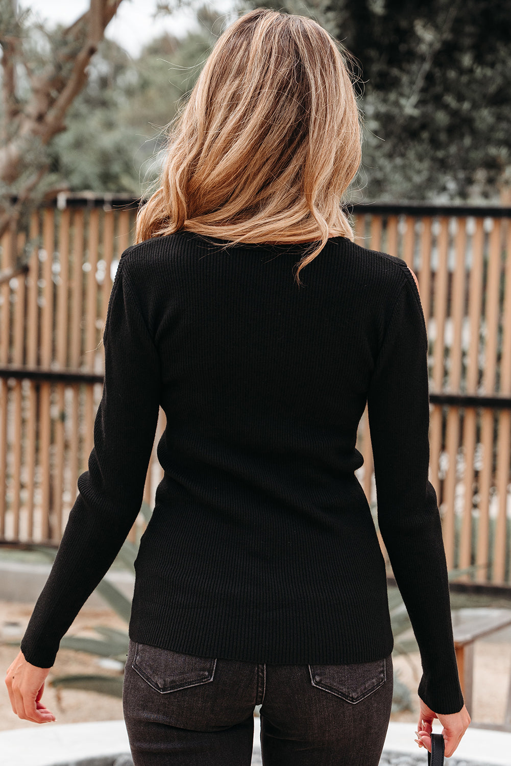 Knit Cold Shoulder Sweater