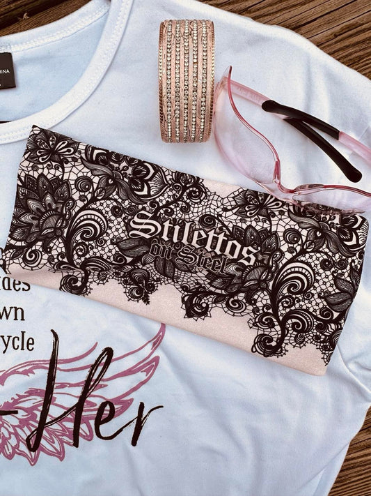 Knotty Band Wrap-Pink Champagne & Black Lace