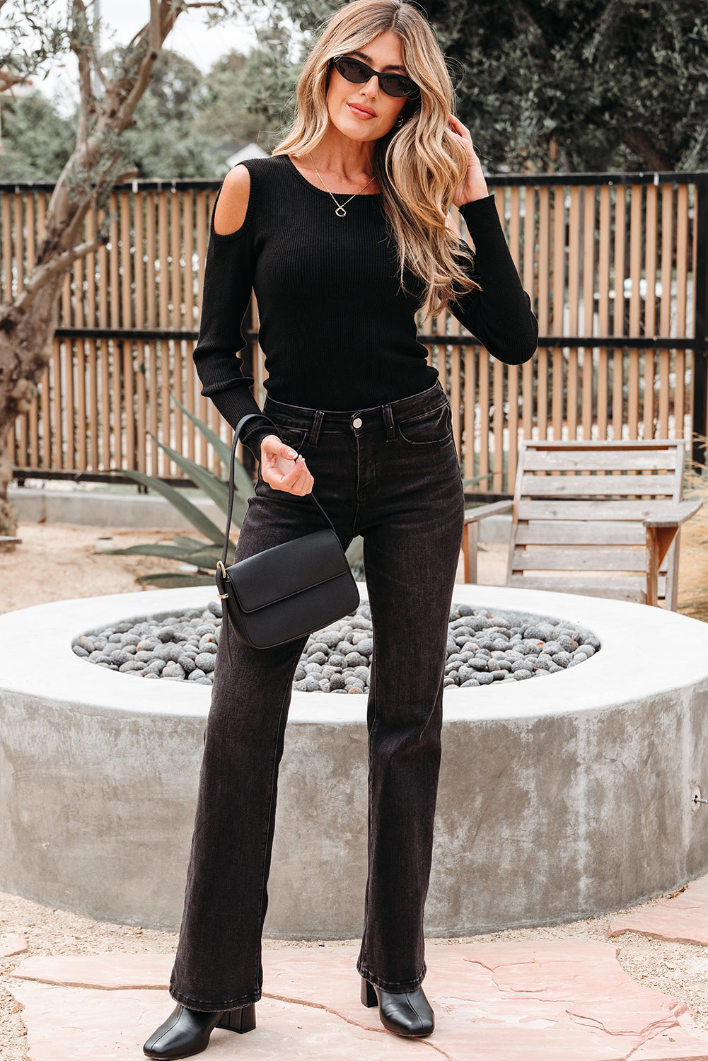 Knit Cold Shoulder Sweater