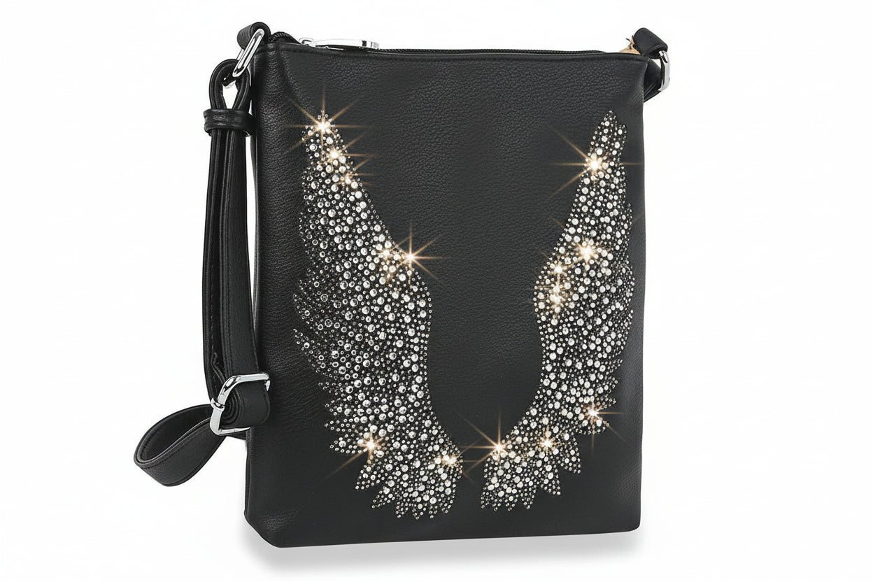 Rhinestone Wings Design Crossbody Sling