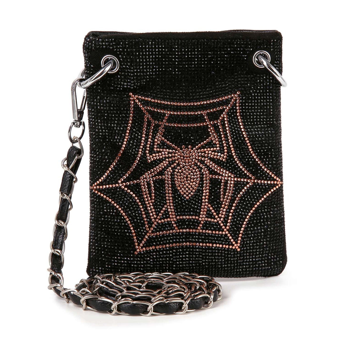 Rhinetone Spider Web Design Petite Crossbody Sling