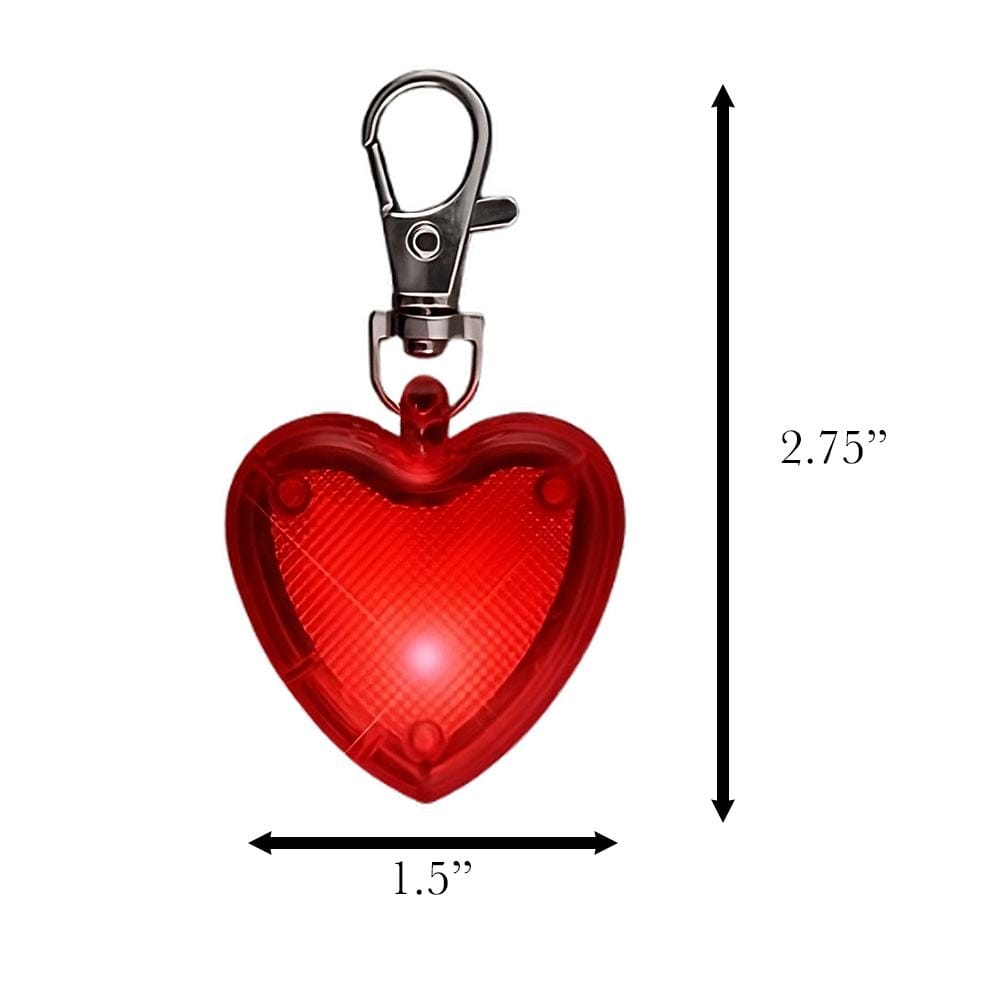 Red Heart Personal Safety Emergency Keychain Set Flashlight Blinkers-2