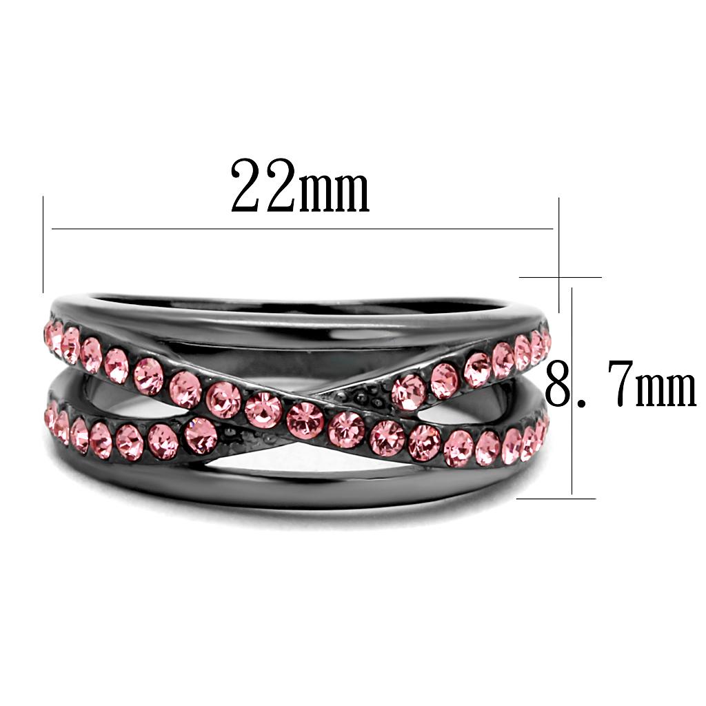 TK2688 - IP Light Black (IP Gun) Stainless Steel Ring with Top Grade Crystal in Light Peach-1