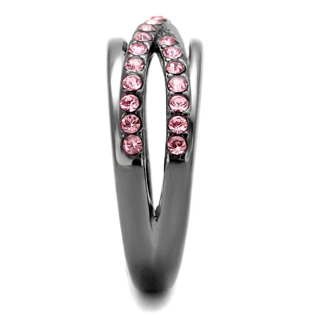 TK2688 - IP Light Black (IP Gun) Stainless Steel Ring with Top Grade Crystal in Light Peach-3