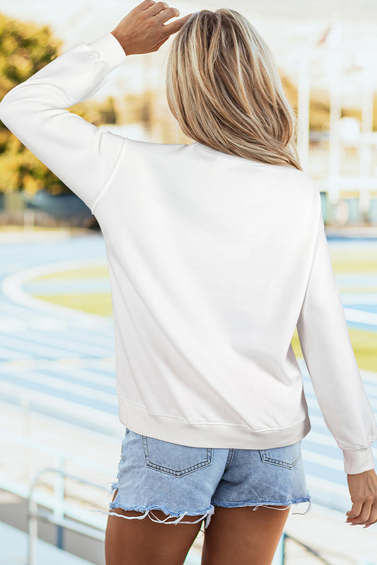 White American Flag Graphic Drop Shoulder Loose Sweatshirt