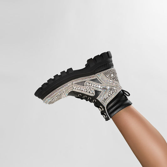 Black Crystal Ankle Boots