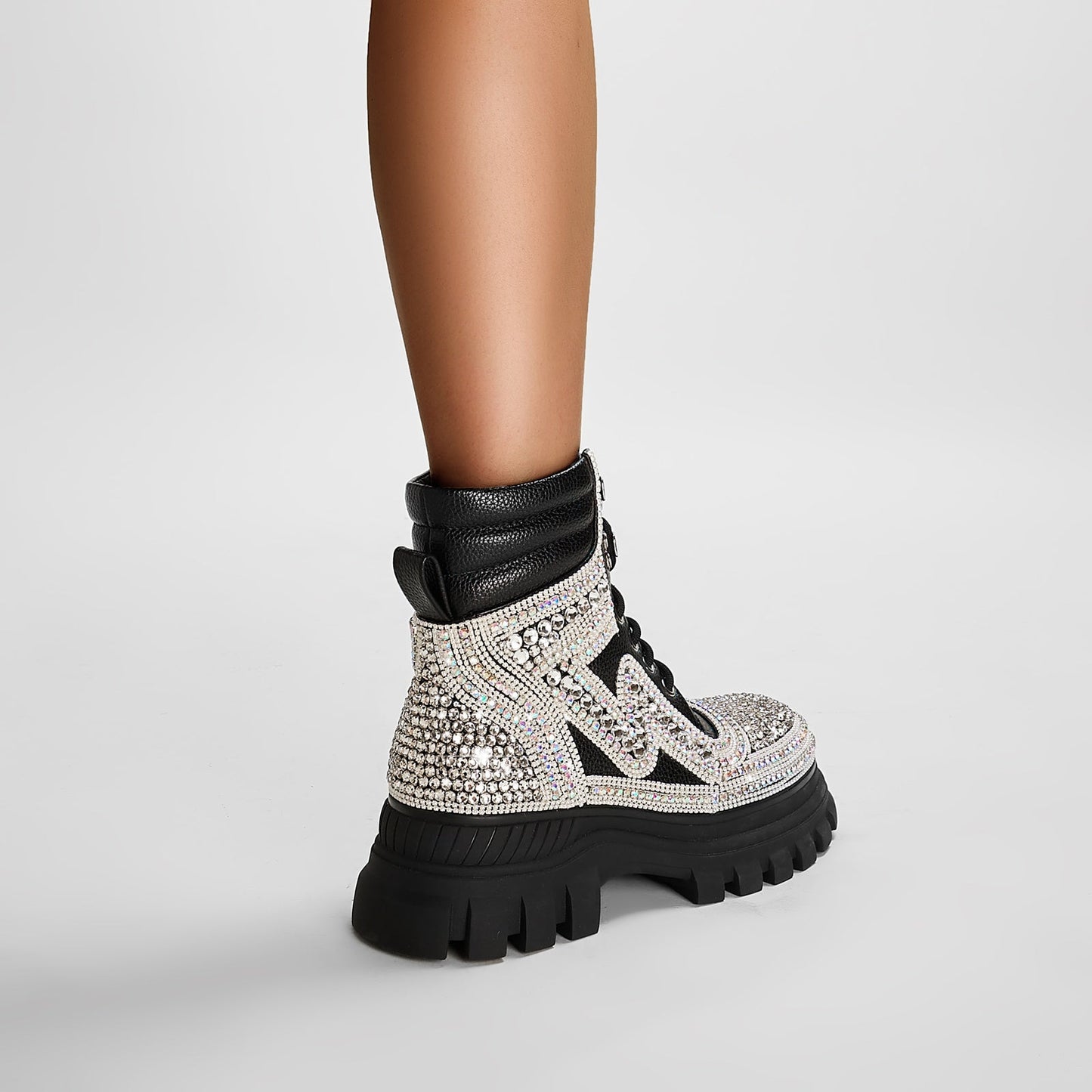 Black Crystal Ankle Boots