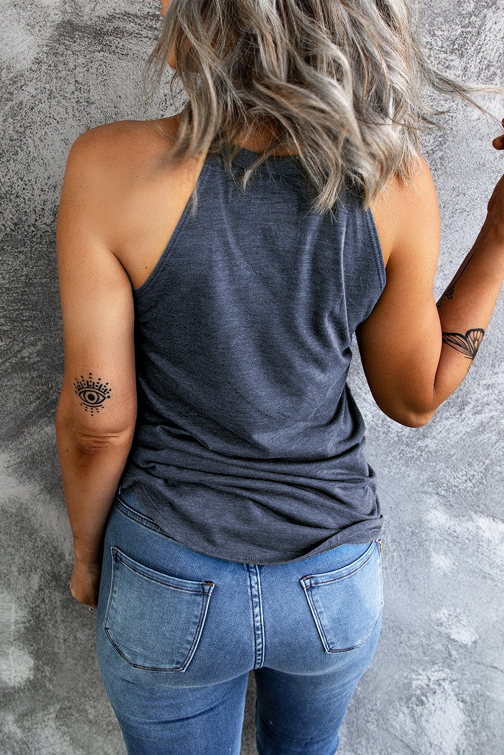 Smokey Blue Crew Tank Top