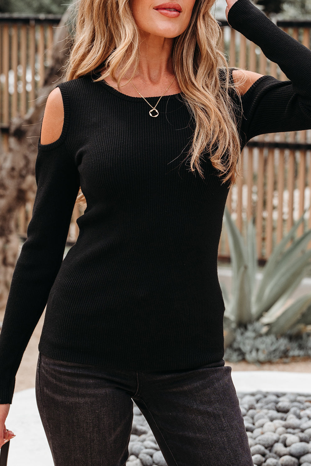Knit Cold Shoulder Sweater
