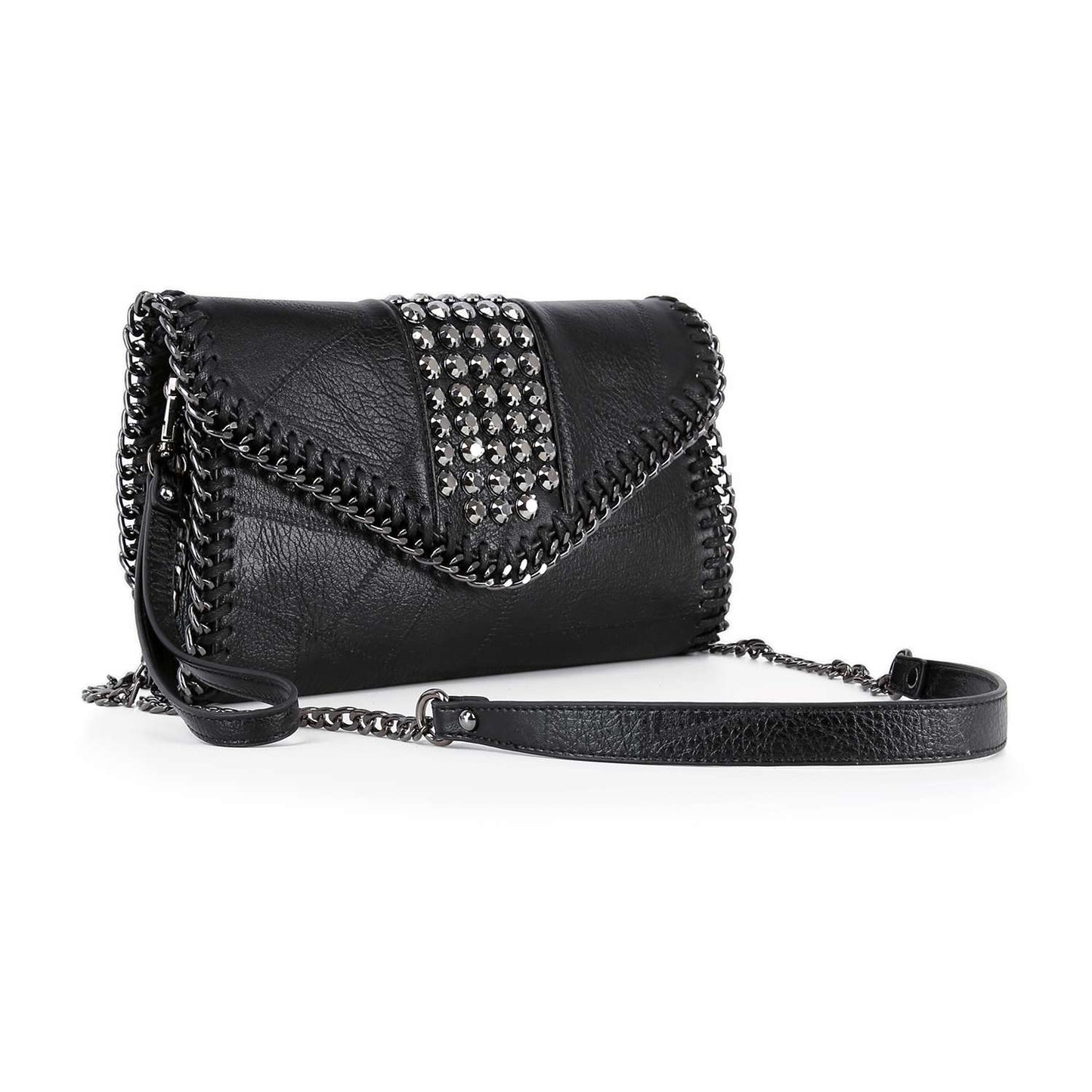 Decorative Edge Petite Shoulder Bag Wristlet - Black