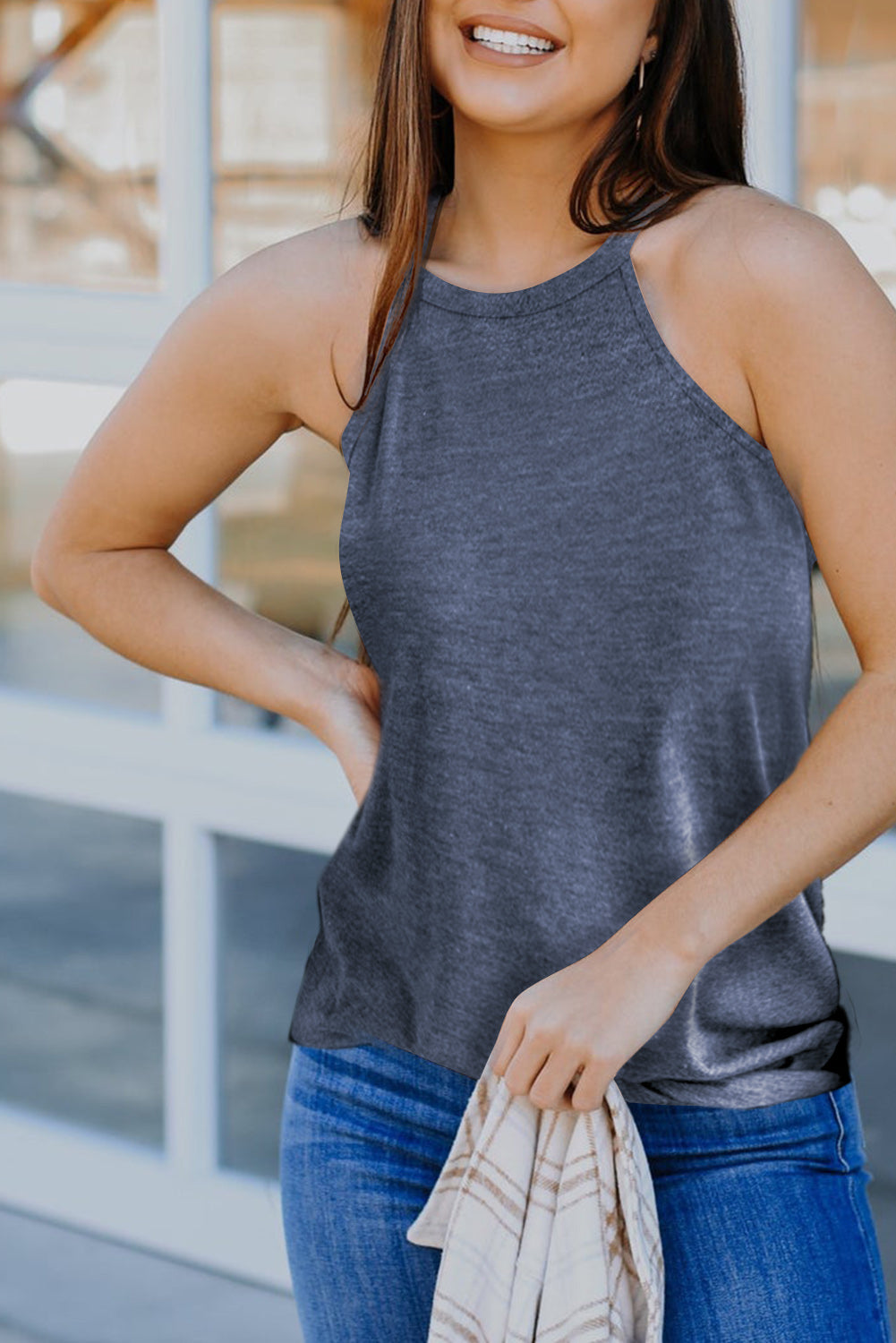 Smokey Blue Crew Tank Top