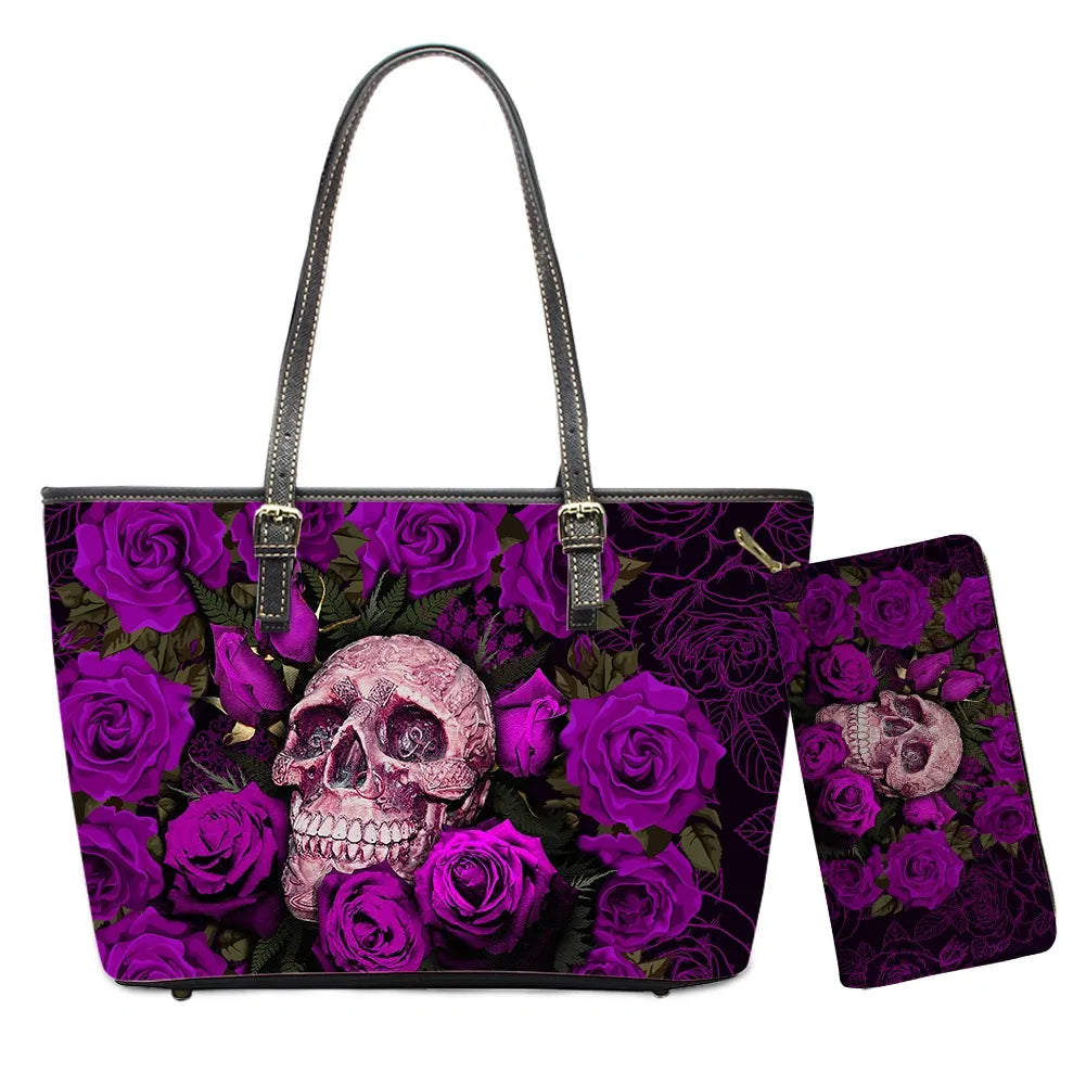 SKULL & ROSES Purse and Wallet Set