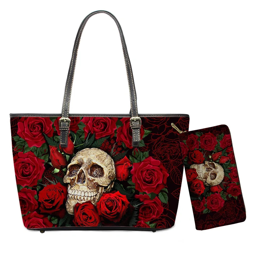 SKULL & ROSES Purse and Wallet Set