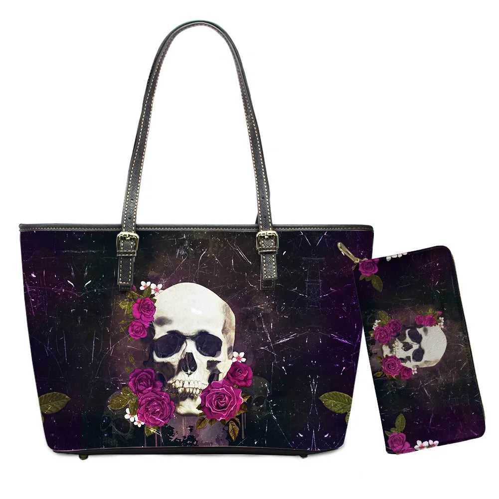 SKULL & ROSES Purse and Wallet Set