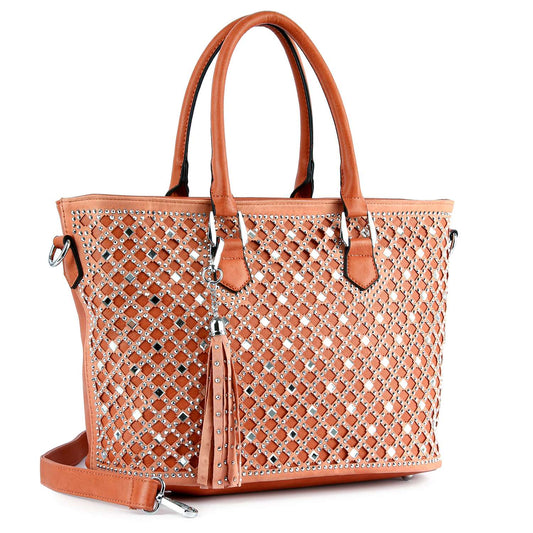 Dazzling Rhinestone Shopper Style Tote