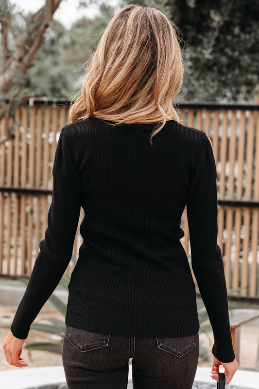 Knit Cold Shoulder Sweater