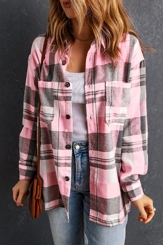Pink Plaid Pocket Shirt