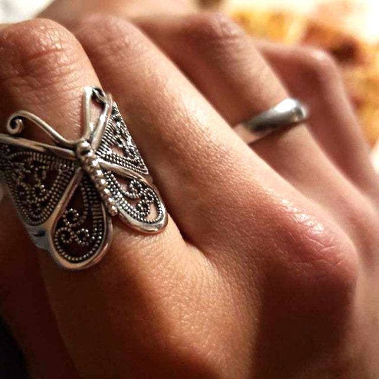 Retro Butterfly Design Adjustable Ring