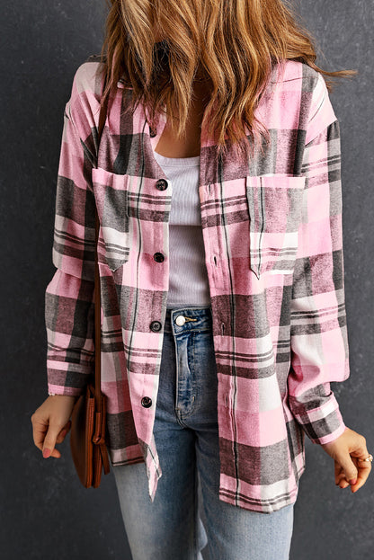 Pink Plaid Pocket Shirt