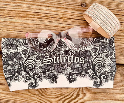 Knotty Band Wrap-Pink Champagne & Black Lace