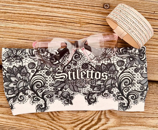 Knotty Band Wrap-Pink Champagne & Black Lace