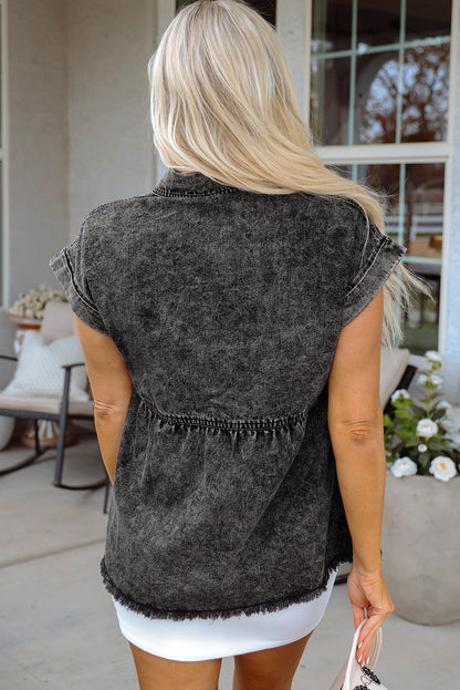 Raw Hem Denim Shirt
