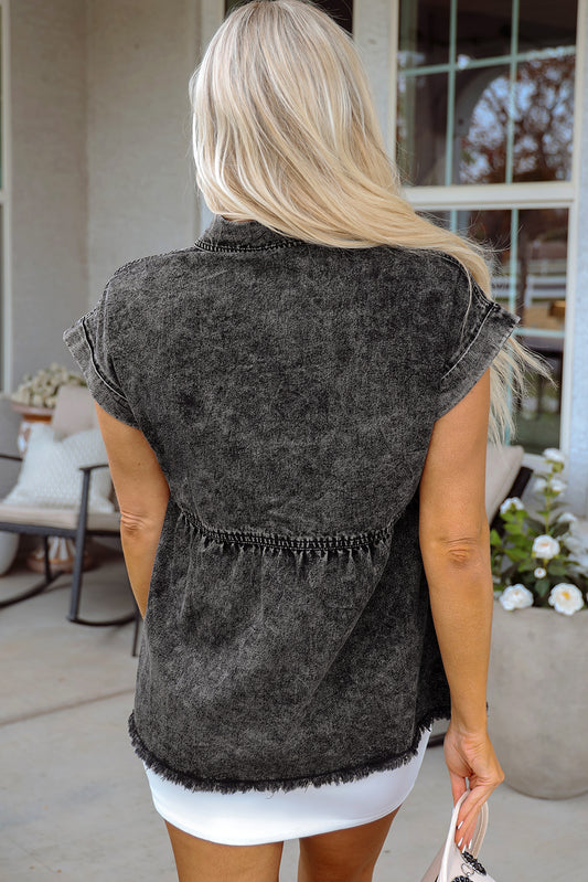 Raw Hem Denim Shirt