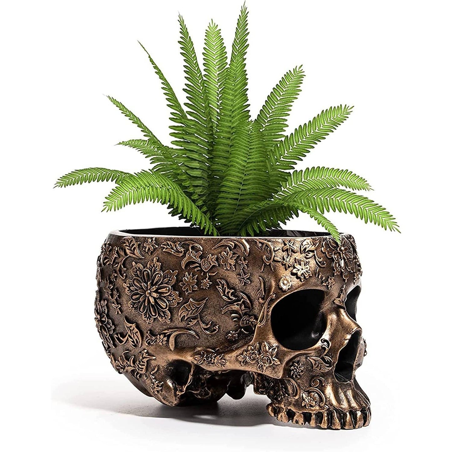 Bronze Skull Plant Planter
