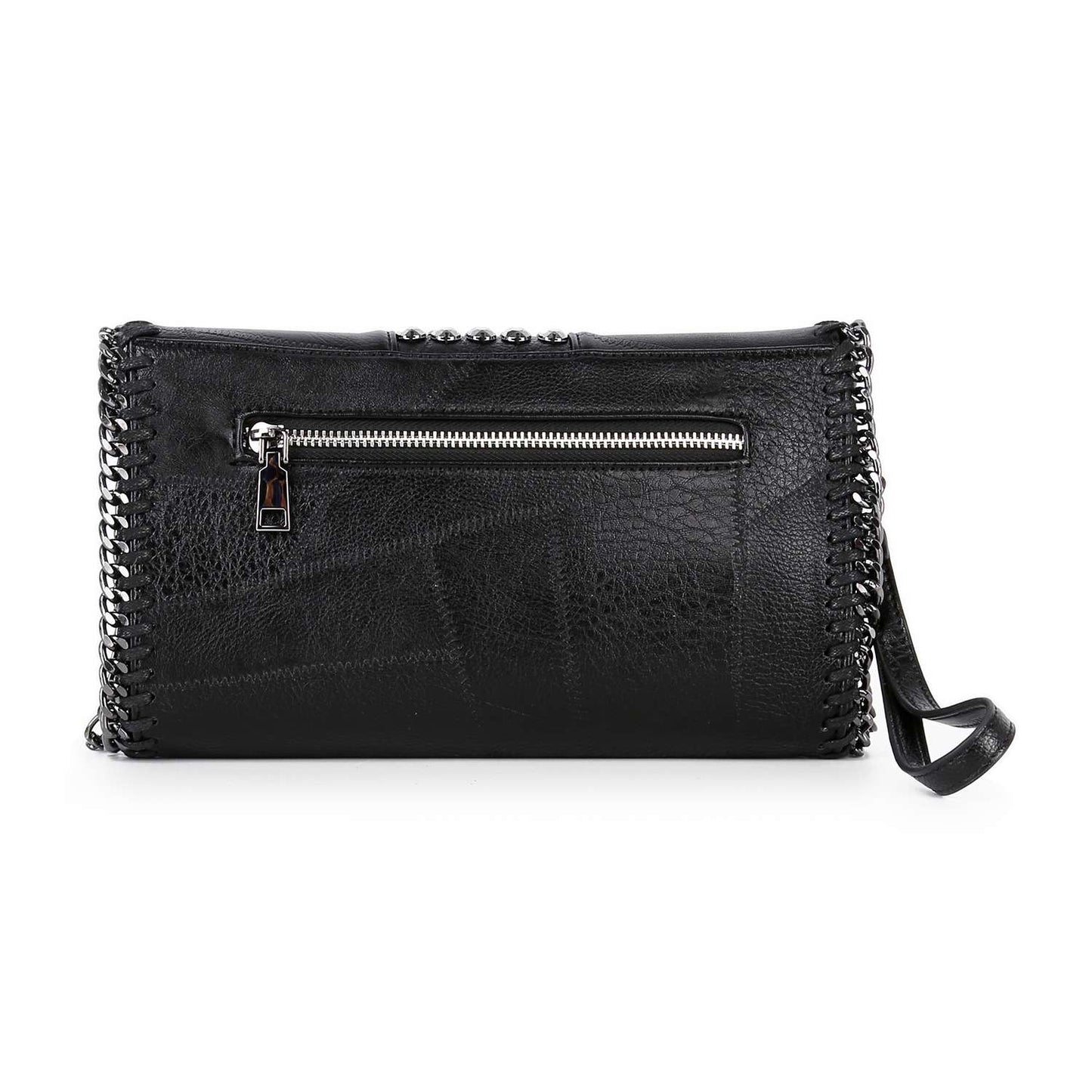Decorative Edge Petite Shoulder Bag Wristlet - Black