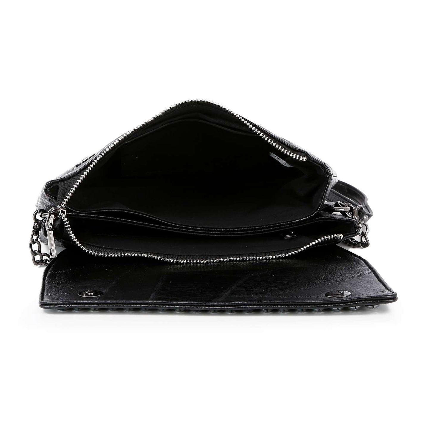 Decorative Edge Petite Shoulder Bag Wristlet - Black