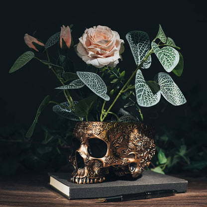 Bronze Skull Plant Planter