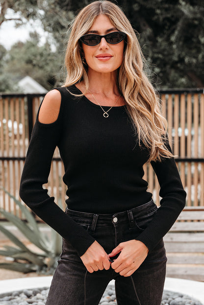 Knit Cold Shoulder Sweater