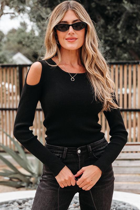 Knit Cold Shoulder Sweater