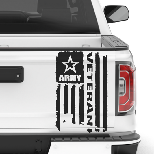 Army Veteran Tattered USA Flag Decal
