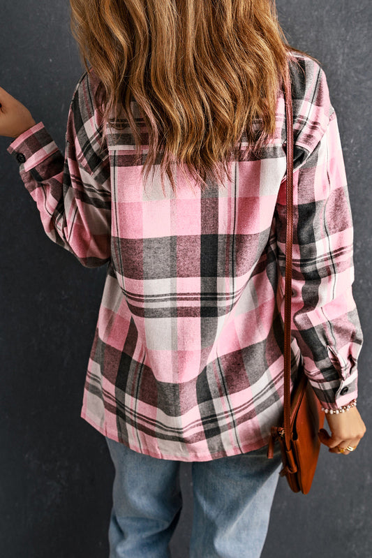 Pink Plaid Pocket Shirt