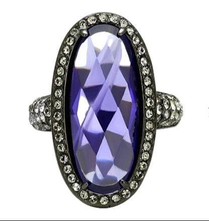 TK2840 - IP Light Black  (IP Gun) Stainless Steel Ring with AAA Grade CZ  in Tanzanite-1