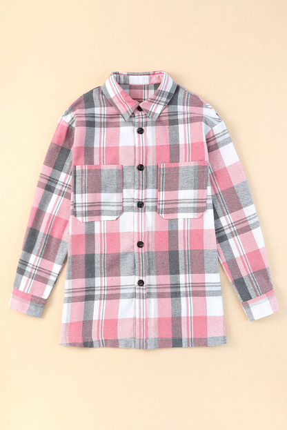 Pink Plaid Pocket Shirt