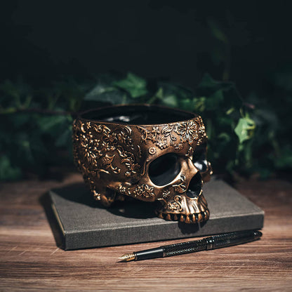 Bronze Skull Plant Planter