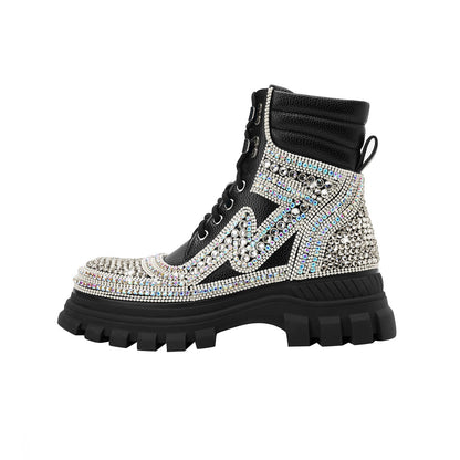 Black Crystal Ankle Boots