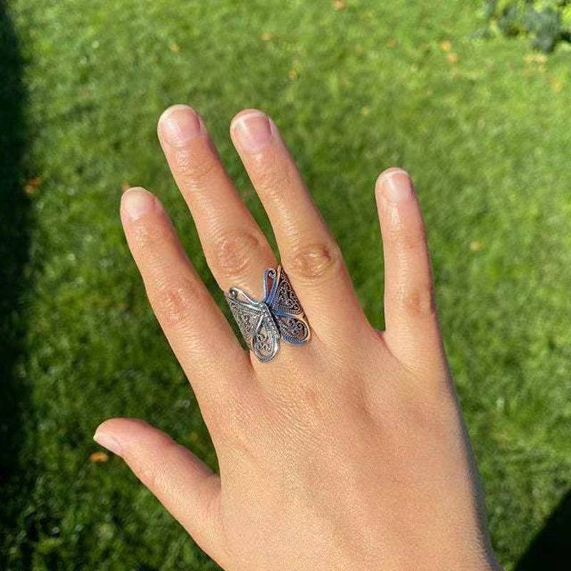 Retro Butterfly Design Adjustable Ring