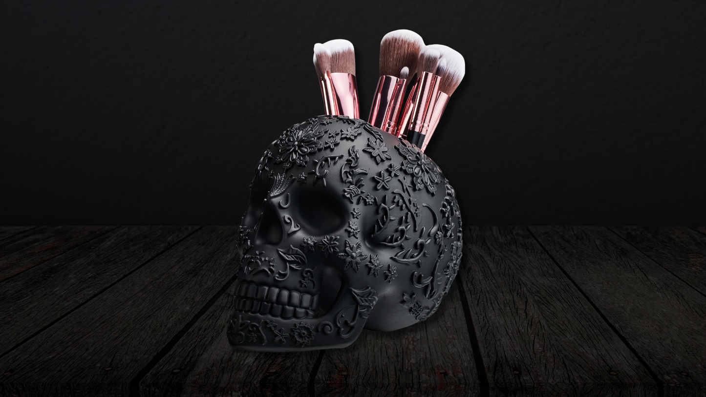 Skull Makeup Brush Holder