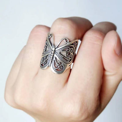 Retro Butterfly Design Adjustable Ring