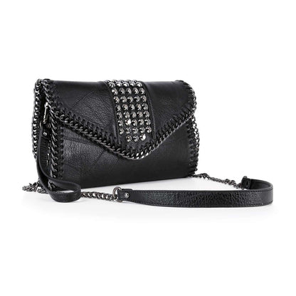 Decorative Edge Petite Shoulder Bag Wristlet - Black