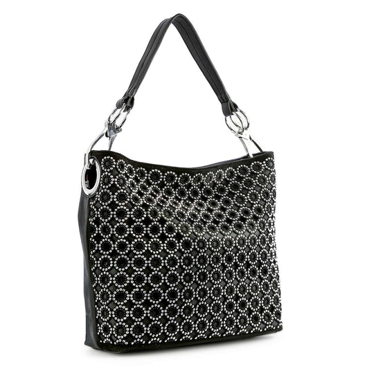 Rhinestone Patterned Hobo Handbag