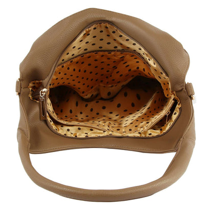 Stunning Sparkling Tall Shoulder Bag - Coffee