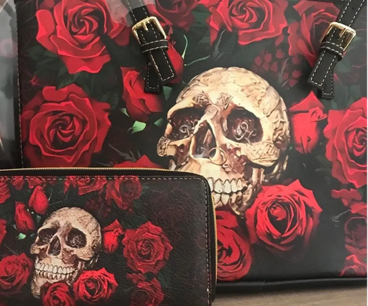 SKULL & ROSES Purse and Wallet Set