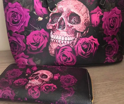 SKULL & ROSES Purse and Wallet Set